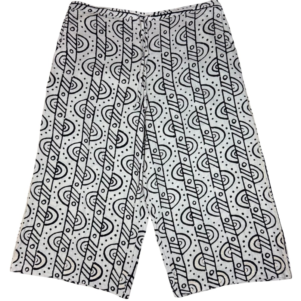 Marketplace Handwork of India Womens 3W (26-28) Gauze Wide Leg Crop Pants Boho